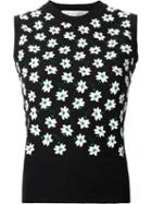Carolina Herrera Floral Embroidered Knit Tank, Women's, Size: Xs, Black, Nylon/spandex/elastane/virgin Wool