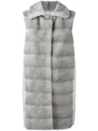 Liska Quilted Gilet, Women's, Grey, Mink Fur/cashmere