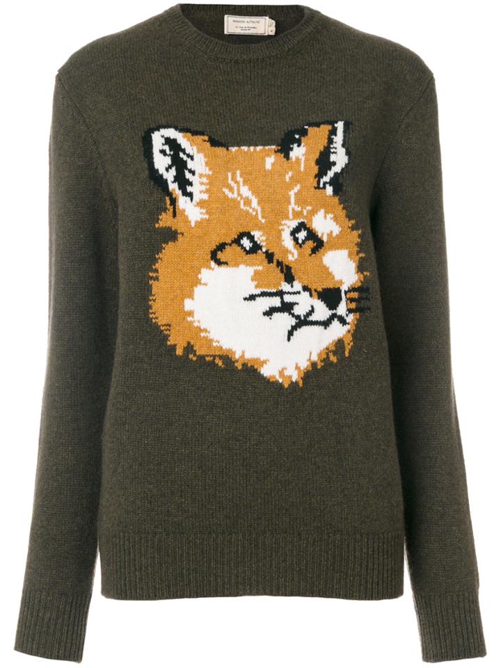 Maison Kitsuné Fox Motif Jumper - Green