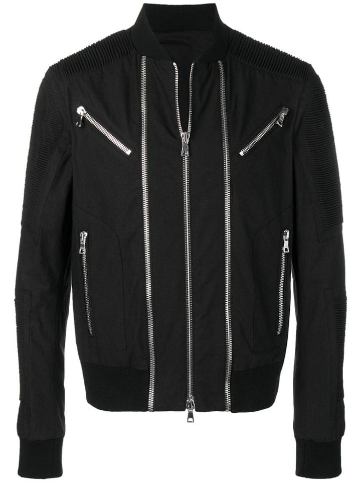 Balmain Decorative Zips Bomber Jacket - Black