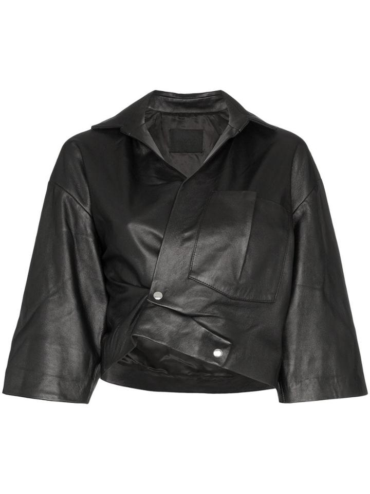 Markoo Asymmetric Cropped Shirt - Black