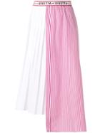 Vivetta Asymmetric Stripe Panel Pleated Skirt - White