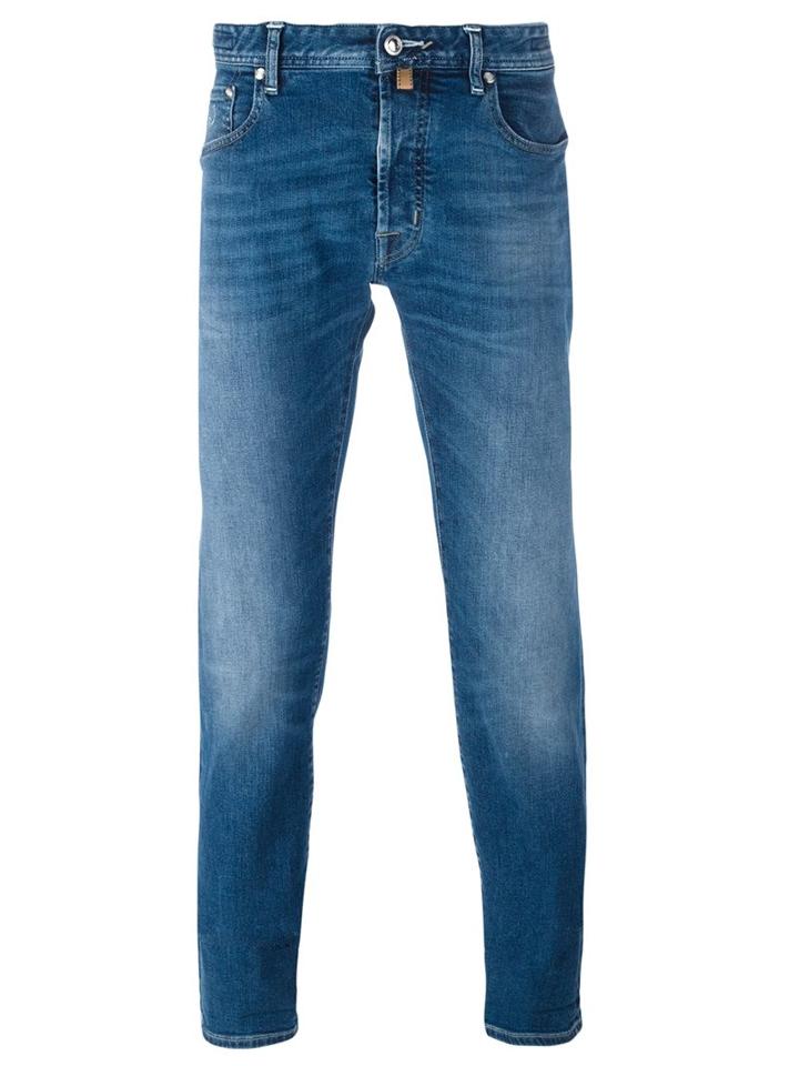 Jacob Cohen Stonewash Effect Slim Fit Jeans, Men's, Size: 34/34, Blue, Cotton/polyester/spandex/elastane