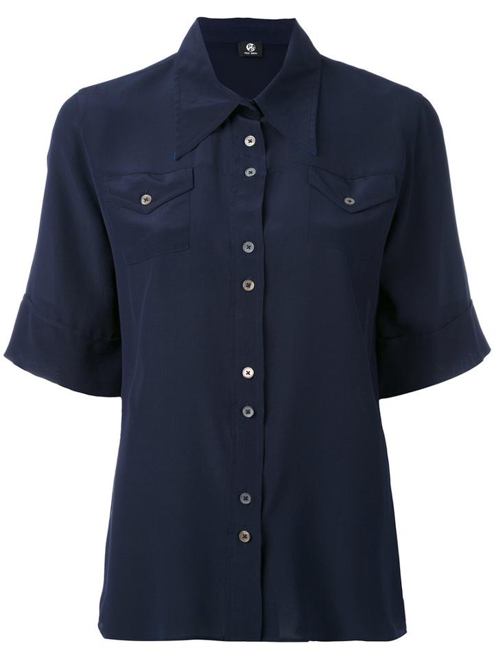 Ps By Paul Smith - Shortsleeved Shirt - Women - Silk - 46, Blue, Silk
