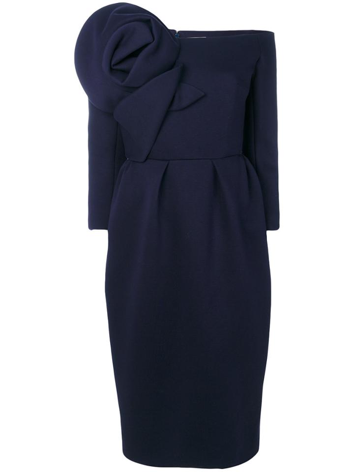 Delpozo Flower Embellished Long-sleeved Dress - Blue