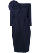 Delpozo Flower Embellished Long-sleeved Dress - Blue