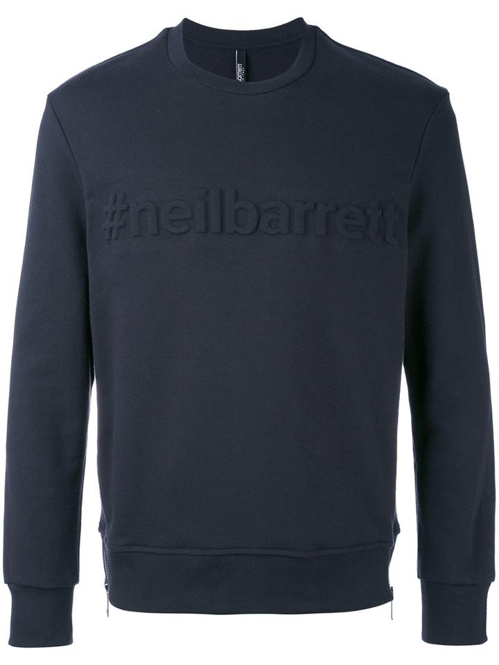 Neil Barrett - Stripe Hem Sweatshirt - Men - Cotton - M, Blue, Cotton