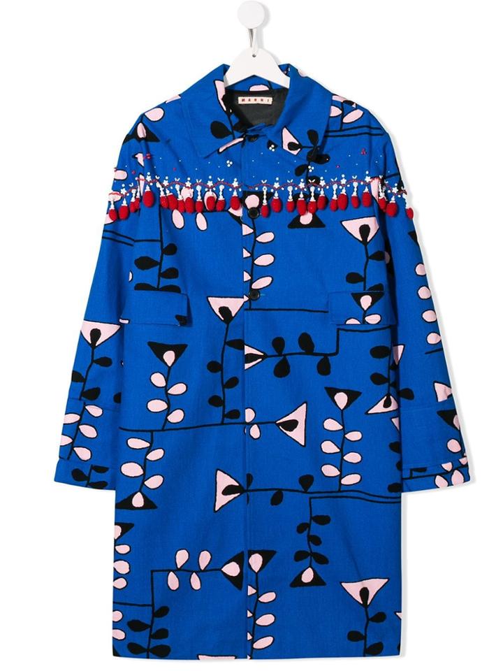 Marni Kids Blue Patterned Coat