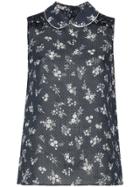 Miu Miu Sleeveless Ditsy Micro-dotted Blouse - Blue