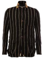 Uma Wang Striped Jacket, Men's, Size: Medium, Black, Cotton/linen/flax/viscose/virgin Wool
