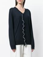 Agnona Ruffle Front Sweater - Blue