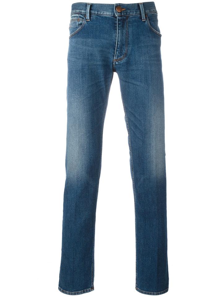 Emporio Armani Straight-leg Jeans, Men's, Size: 33, Blue, Cotton/spandex/elastane