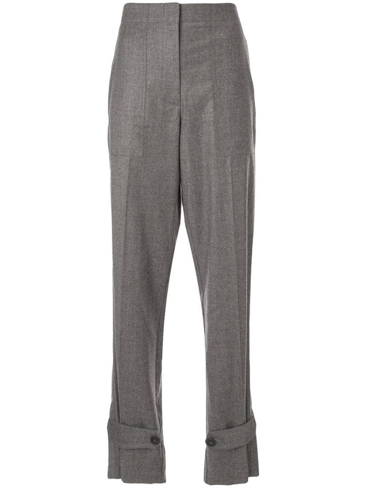 Helmut Lang Button Tab Wide Leg Trousers - Grey