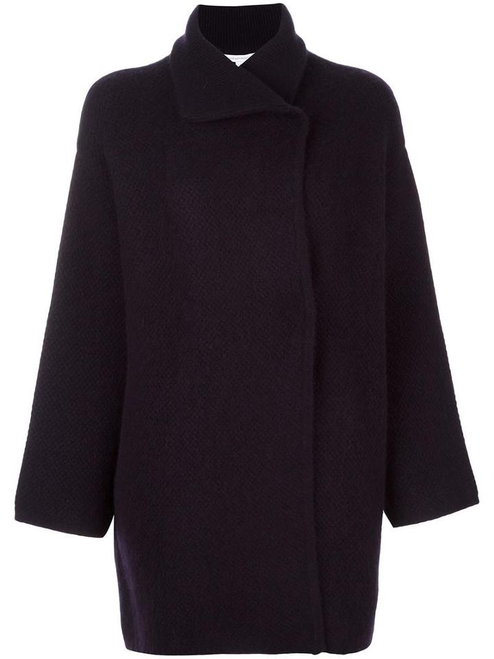 Diane Von Furstenberg Dislocated Fastening Boxy Coat, Women's, Size: Small, Blue, Wool/cashmere/angora/nylon