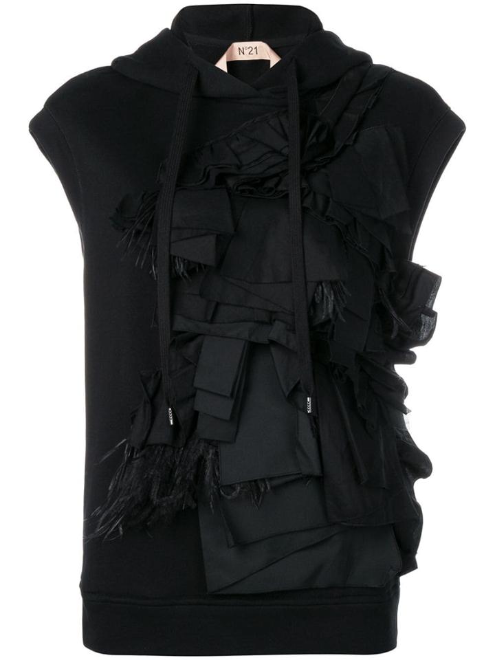 No21 Ruffle Trimmed Hoodie - Black