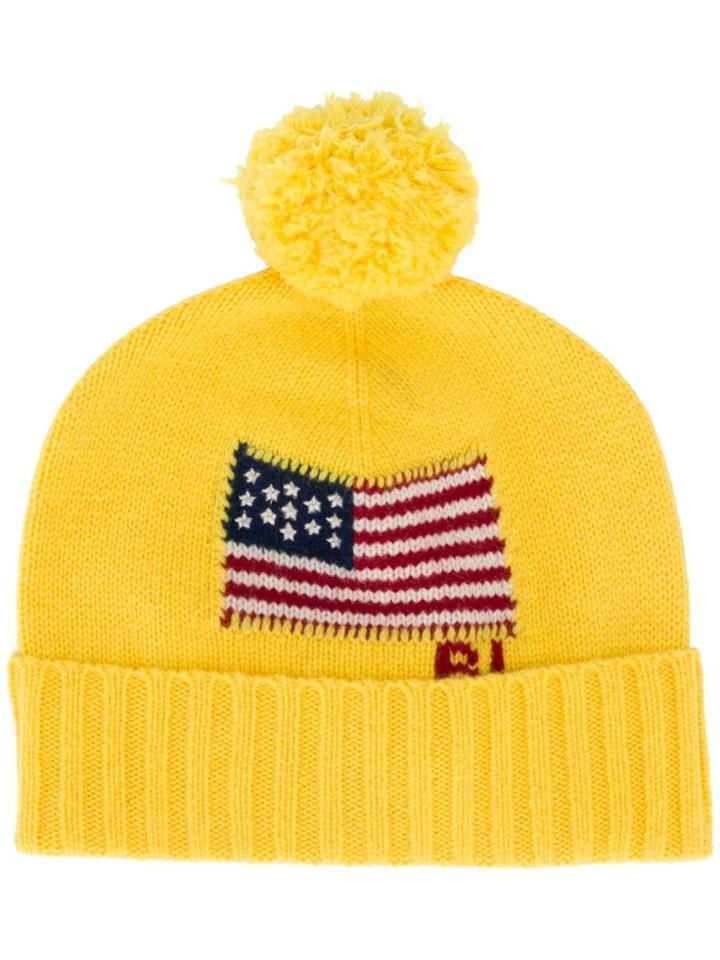 Polo Ralph Lauren American Flag Beanie Hat - Yellow