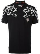 Plein Sport Tiger Print Polo Shirt, Men's, Size: Medium, Black, Cotton
