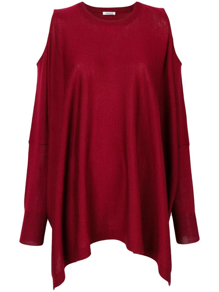 P.a.r.o.s.h. Shoulder Slits Loose Fit Top - Red