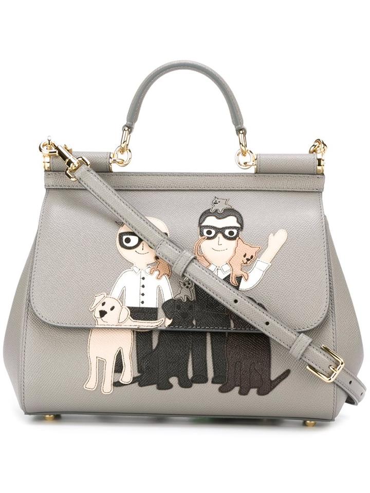 Dolce & Gabbana Designers Patch 'sicily' Tote, Women's, Grey