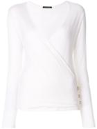 Balmain Button-embellished Crossover Jumper - White