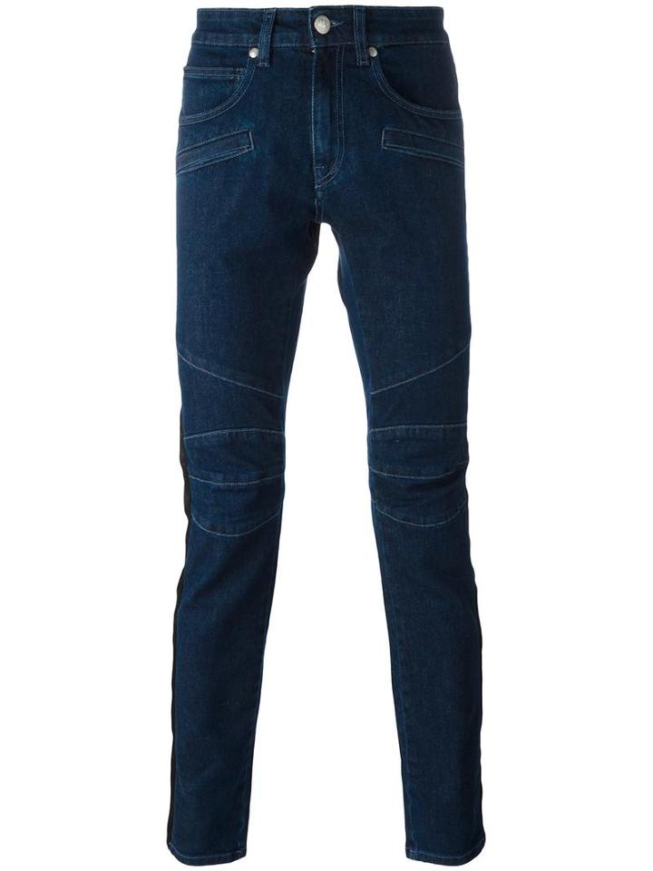 Pierre Balmain Contrasting Sides Slim-fit Jeans, Men's, Size: 31, Blue, Cotton/spandex/elastane