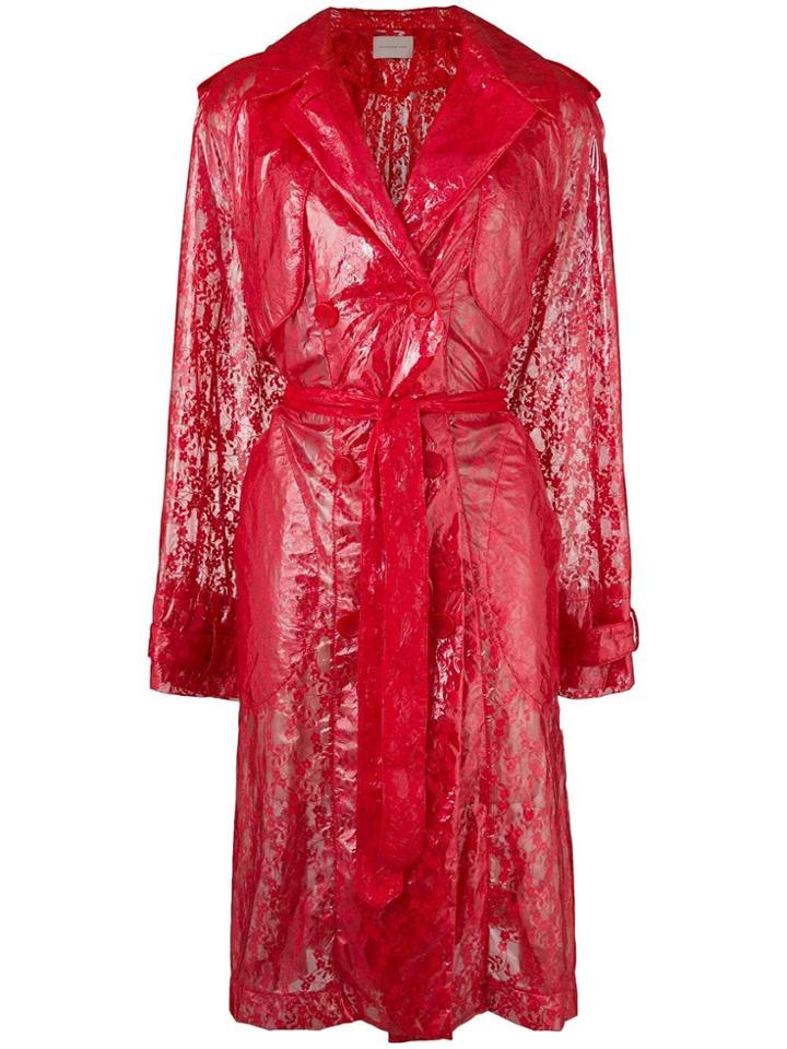 Christopher Kane Plastic Lace Trench Coat - Red