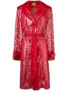 Christopher Kane Plastic Lace Trench Coat - Red