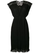 P.a.r.o.s.h. Lace Shoulder Pleated Dress - Black