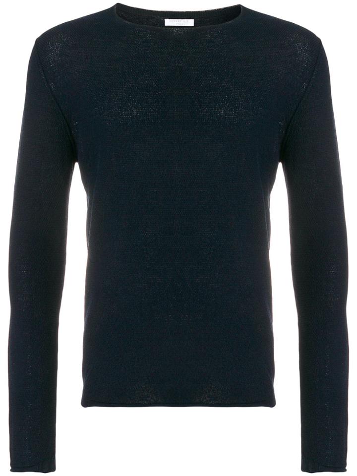 Cenere Gb Crew Neck Slim Fit Sweater - Blue