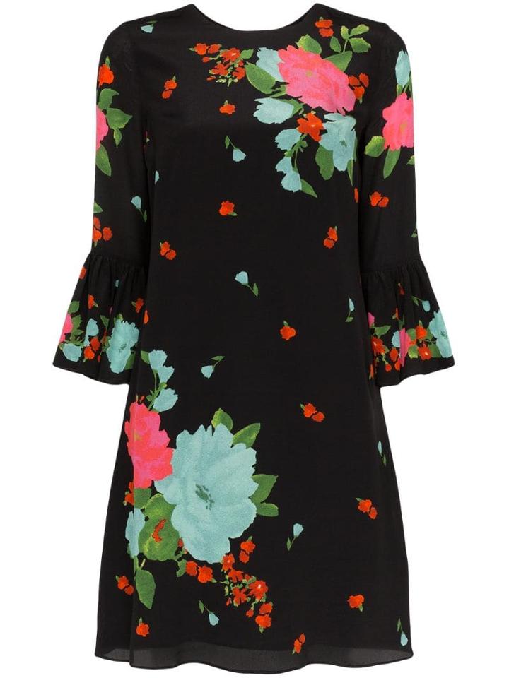 Erdem Elijah Floral Print Silk Dress - Black