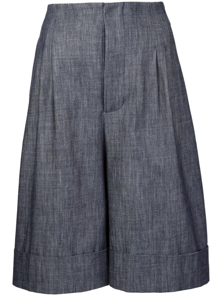 Adam Lippes Wide Leg Shorts, Women's, Size: 6, Blue, Cotton/silk
