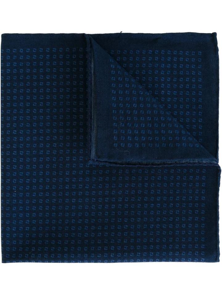 Eleventy Micro Print Pocket Square, Men's, Blue, Cotton
