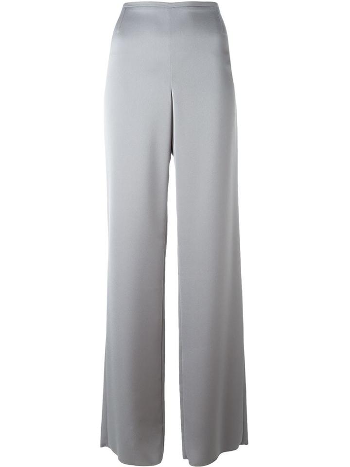 Armani Collezioni Wide Leg Trousers, Women's, Size: 44, Grey, Polyester