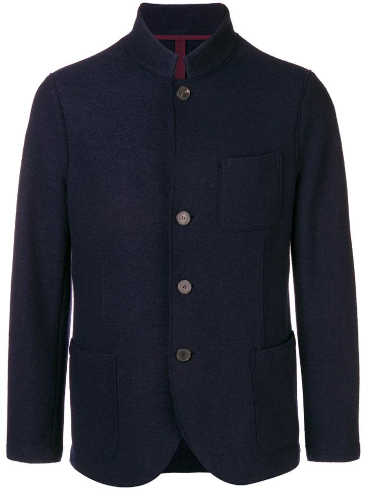 Harris Wharf London Mandarin Collar Blazer - Blue