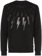 Neil Barrett Lightning Bolt Print Cotton Sweatshirt - Black