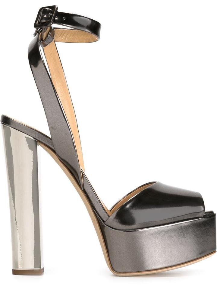 Giuseppe Zanotti Design Betty Platform Sandals, Women's, Size: 39.5, Grey, Leather