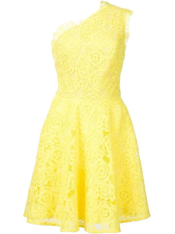 Monique Lhuillier Asymmetric Lace Dress