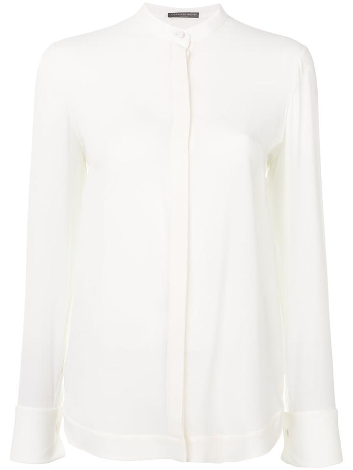 Alexander Mcqueen - Mandarin Collar Top - Women - Silk - 42, White, Silk