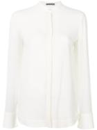 Alexander Mcqueen - Mandarin Collar Top - Women - Silk - 42, White, Silk
