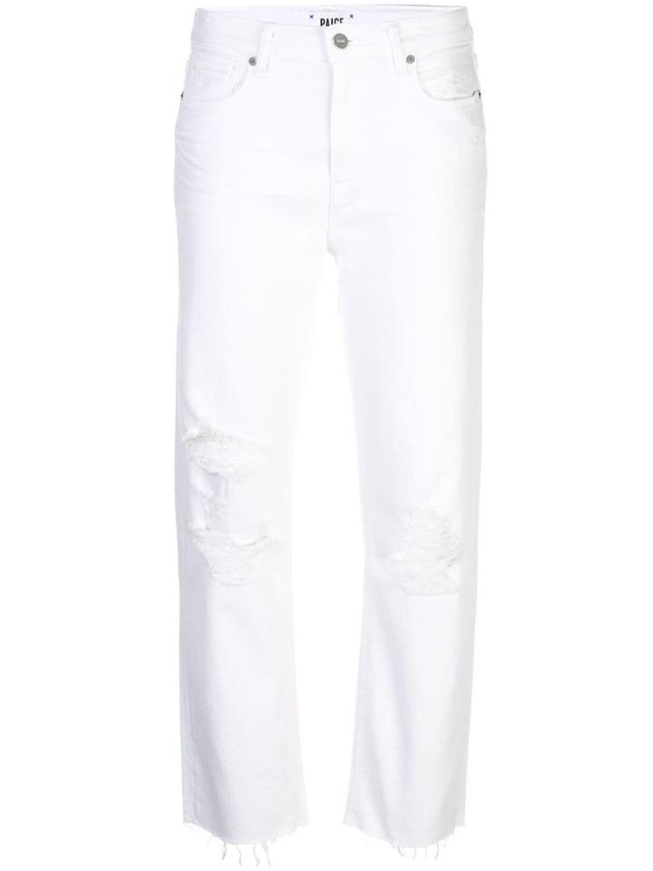 Paige Distressed Straight-leg Jeans - White