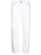 Paige Distressed Straight-leg Jeans - White