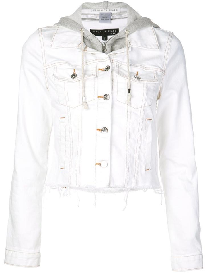 Veronica Beard Hoodie Insert Denim Jacket - White