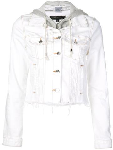 Veronica Beard Hoodie Insert Denim Jacket - White