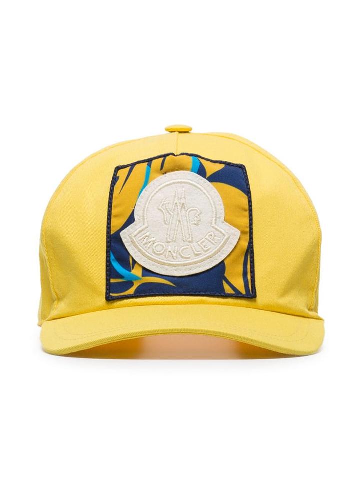 Moncler Yellow Logo Patch Embroidered Cotton Baseball Cap
