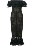 Marchesa Notte Off Shoulder Fitted Dress - Black