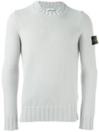 Stone Island Logo Patch Jumper, Men's, Size: Large, Grey, Polyester/wool