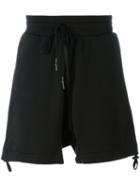 11 By Boris Bidjan Saberi Drawstring Details Sweatshorts, Men's, Size: Small, Black, Cotton/spandex/elastane/polyimide