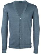 Zanone Classic Cardigan, Men's, Size: 50, Grey, Virgin Wool