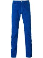 Versace Baroque Pattern Slim Jeans, Men's, Size: 29, Blue, Cotton/spandex/elastane