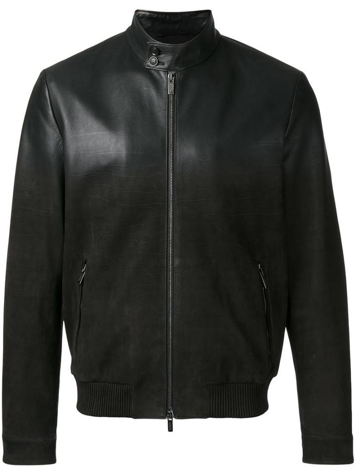Tod's Degrade Leather Jacket, Men's, Size: Xl, Black, Leather/viscose/polyester